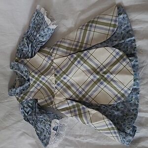 Calico Prairie Dress + Plaid Apron for 18" Doll (American Girl, Our Generation)